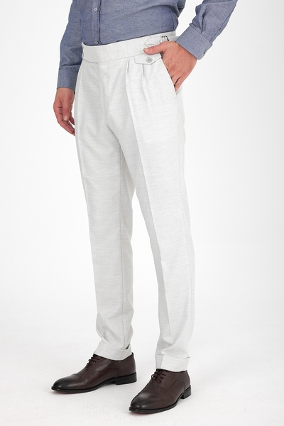 Savira Italian Model Buckle Adjustable Belt Pleated Dukuma Men's Doble Leg Trousers