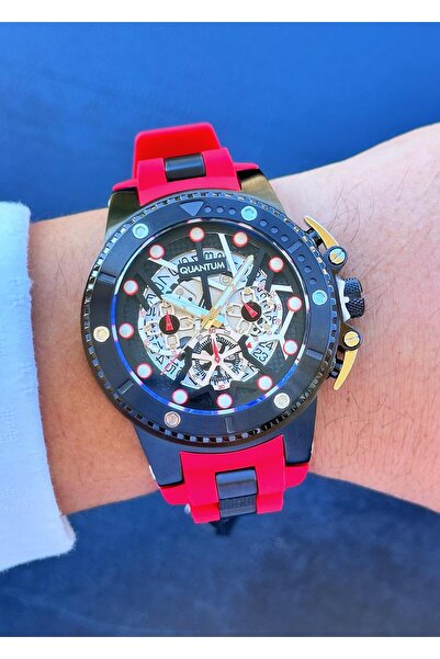 Quantum ساعة يد رجالية بسلك سيليكون من الفولاذ HNG535.658