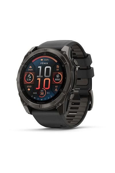 Garmin GARMIN FENIX 8 - 51 MM, AMOLED, SAPPHIRE CARBON GRAY DLC TITANIUM WITH BLACK/PEBBLE GRAY SILICONE