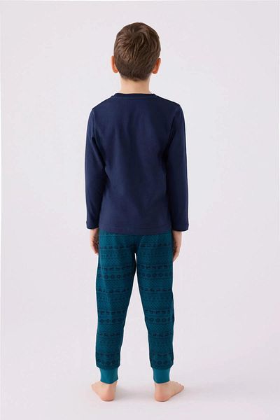 ROLY POLY 3135 Long Sleeve Cotton Boys' Pajama Set Navy Blue