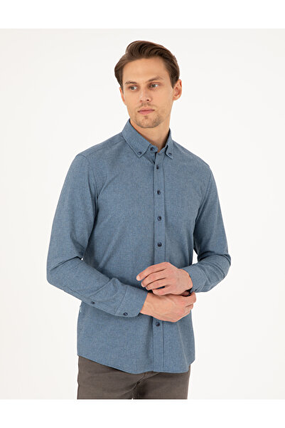 Pierre Cardin Mavi Slim Fit Uzun Kollu Gömlek 50293756-VR036