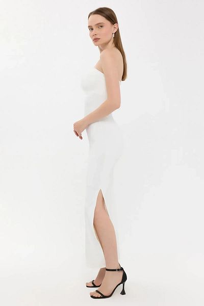 Hiccup Στράπλες Bodycon Maxi Φόρεμα με πλαϊνό σκίσιμο