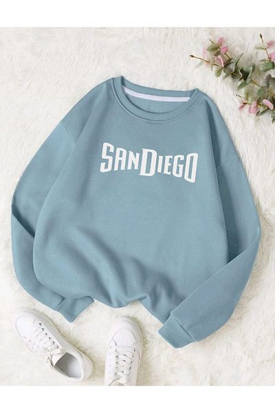FAVORİST Hanorac oversize cu imprimeu SANDIEGO cu decolteu triplu