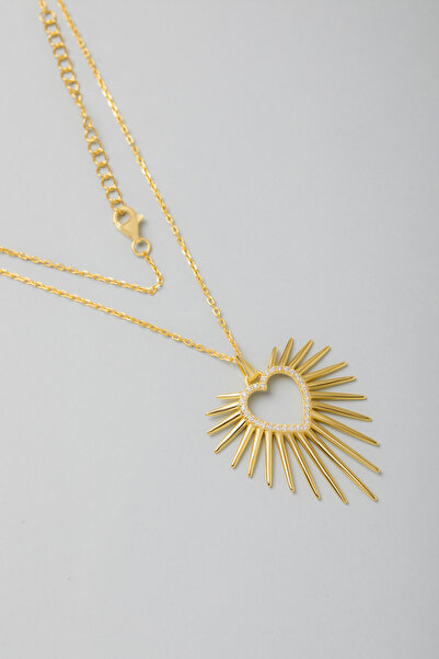 So CHIC... Aşk Tılsımı 18 Ayar Sarı Altın Kaplama 44 Cm Gümüş Kalp Kolye