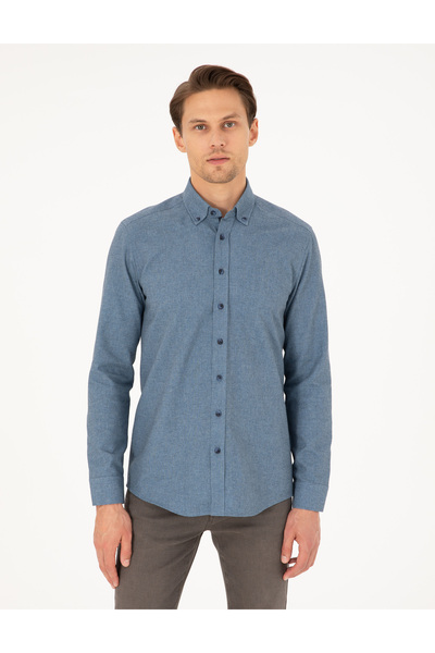 Pierre Cardin Mavi Slim Fit Uzun Kollu Gömlek 50293756-VR036