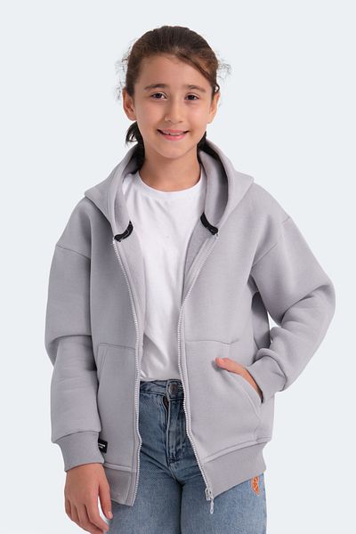 Slazenger Унисекс детски суитшърт LEKAN, цвят каменно сив