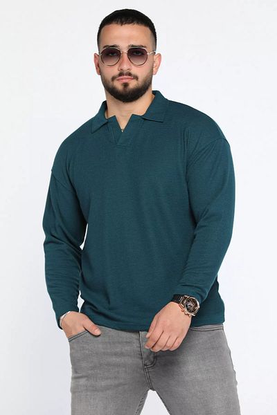 MİSHAR İTALİA Ανδρικό φούτερ Polo Neck Petrol