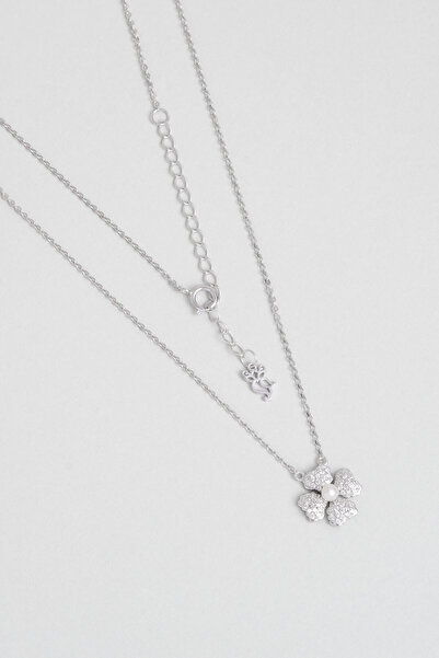 So CHIC... Kardelen 18 Ayar Beyaz Altın Kaplama 45 Cm Gümüş İnci Kolye