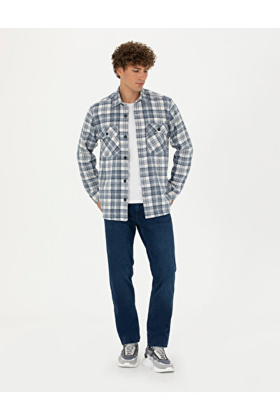 Pierre Cardin Mavi Oversize Oduncu Gömlek 50274651-VR036