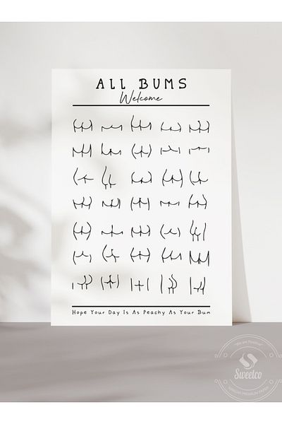 Sweetco Αφίσα χωρίς πλαίσιο All Bums Welcome |   All The Punks Welcome, Αστεία αφίσα μπάνιου WC τουαλέτας