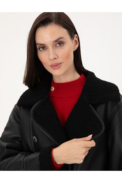 Pierre Cardin Black Regular Fit Coat 50295947 -Vr046
