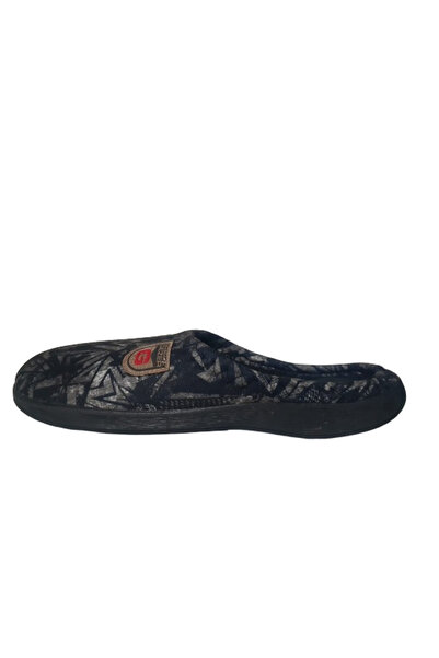 GEZER Ανδρικές ορθοπεδικές παντόφλες με τρίγωνο σχέδιο - Μαύρο/Γκρι, Casual εσωτερικού χώρου - GZEER202-302