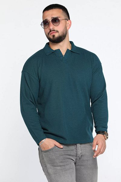 MİSHAR İTALİA Ανδρικό φούτερ Polo Neck Petrol