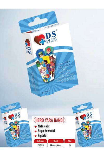 DS Sağlık شريط إسعافات أولية من HERO مقاس 19 مم × 56 مم 20 قطعة