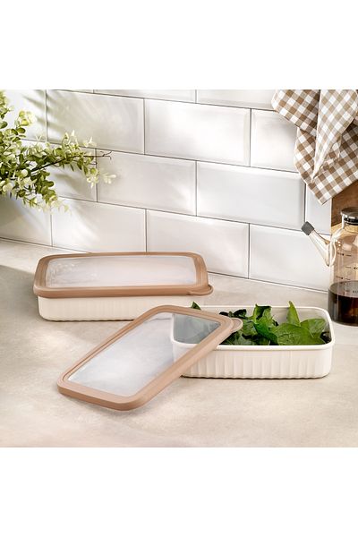 Schafer Ashley 2 Li Rectangular Shallow Storage Container-Cream