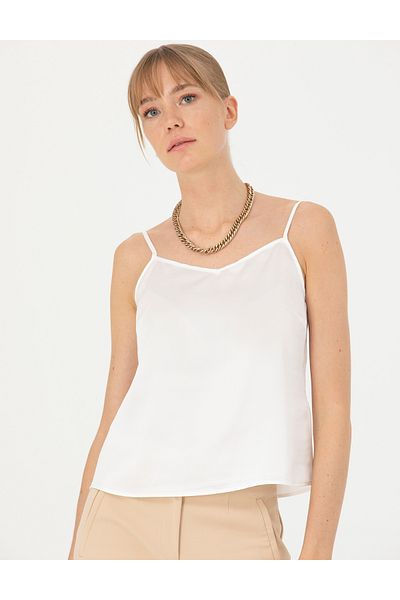 Pierre Cardin Ecru Satin Regular Fit Blouse 50273057 -Vr019