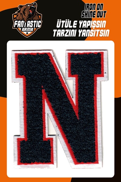 FANTASTIC ARMA Țesut de pluș negru - lipire cu fier de călcat, literă Punch A...