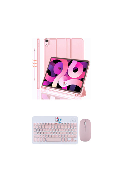 redmud teknoloji ıPad 10.Nesil 10.9 inç ile Uyumlu Tablet Kılıfı ve Klavye Mouse Set Kalem Bölmeli Smart Kılıf