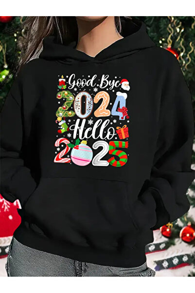 Pink Sky Hanorac oversize imprimat de Anul Nou 2025