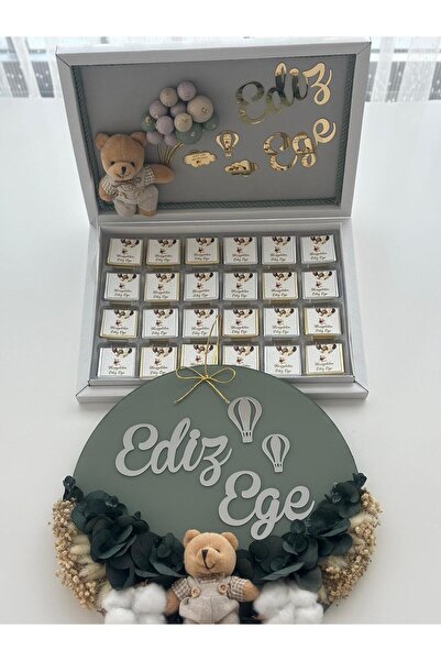 PERİ Baby Gift Door Ornament and Chocolate Box Set Baby Room Ornament