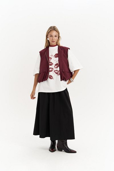 MAİ COLLECTİON Hardy Burgundy Bomber Vest