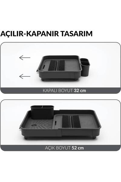 ASTERA Açılır Kapanır Bulaşıklık Tabaklık, 40 x 32 x 9 cm, Plastik