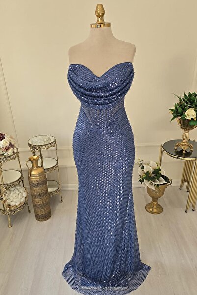 Yonca Moda Evi İndigo PULLU ABİYE 3978