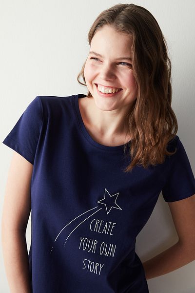 Penti Base Story Navy Blue Pajama Set with Shorts