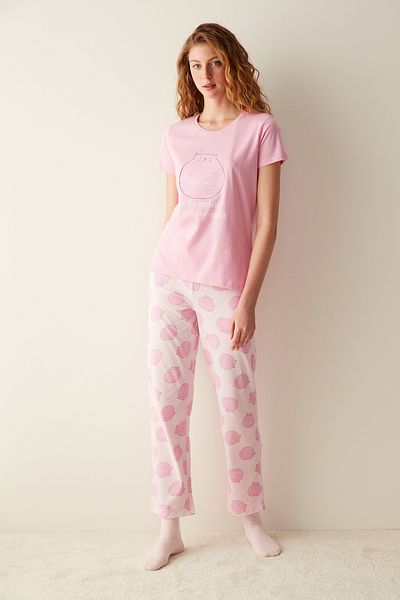 Penti Sada pyžama Happy Cat Pink Kalhoty