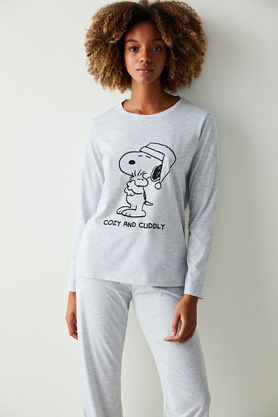 Penti Light Gray Melange Base Lic Cozy And Cuddly Pajama Set