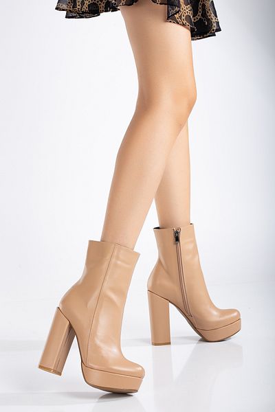 LİLLA Lilla Shoes Γυναικείες μπότες από συνθετικό δέρμα με χοντρό τακούνι