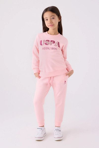 U.S. Polo Assn. Πόλο Ασν. Κορίτσι - Dusty Pink 1890 Σετ φόρμας με τρεις κλωστές
