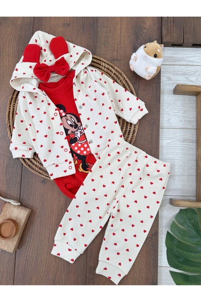 Murat Baby Minnie Mouse Minik Kalpler Çıtçıt Badili 3lü Kız Bebek Takım