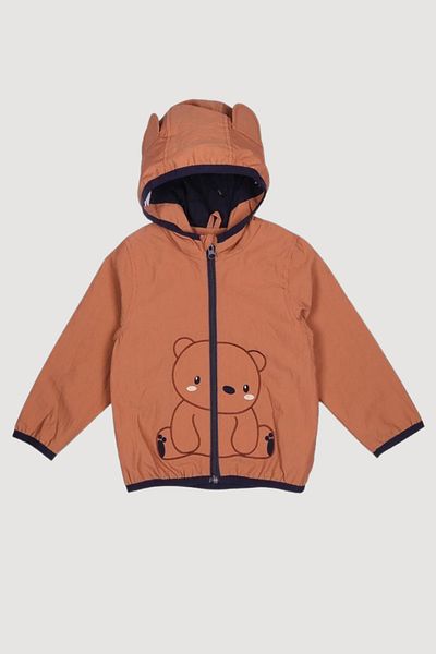 Verscon Teddy Bear Embroidered Hooded Raincoat Lightweight Seasonal Boy's Coat
