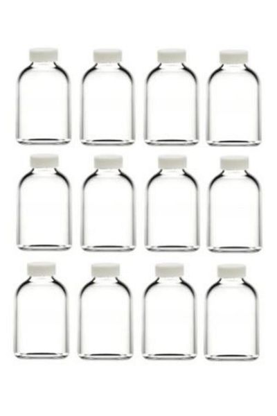 Milea 12 Pieces Ginger Shot Detox Bottle - Multi-Purpose 50ml with Leak-Proof Plastic Lid