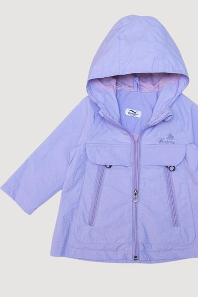 Verscon Hooded Raincoat with Front Zipper Pocket Seasonal Lightweight Girl's Coat