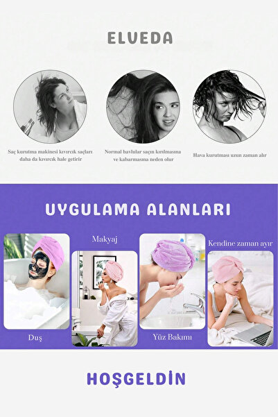 Miss Paris Home Рушник для волосся з гумкою - для догляду за обличчям та сушіння волосся після ванни