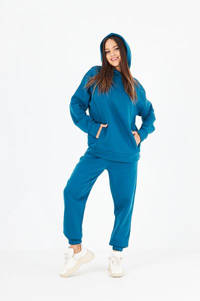 ESPİNA Γυναικεία αθλητική φόρμα oversized σκούρο μπλε με φλις