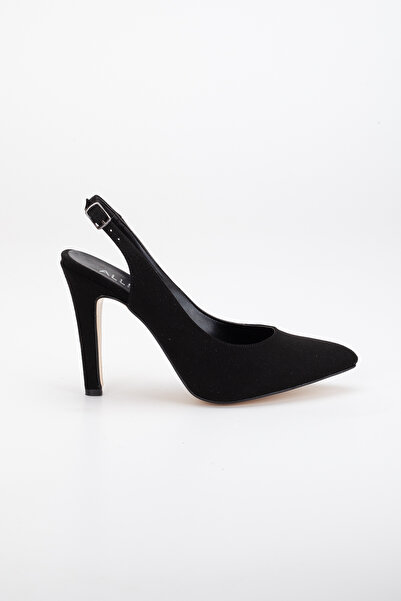 LİLLA Women's Stiletto Thin Heels Black Suede Stiletto