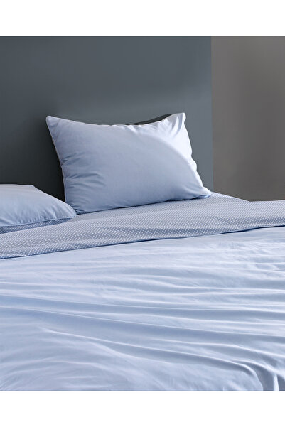 Madame Coco Set cuvertură de pilota din satin Clodia Single bumbac 100% cu imprimeu - Albastru