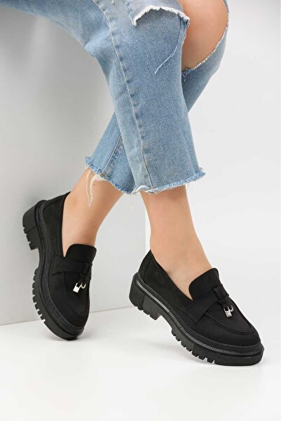 Loafers Loafer Daily Γυναικεία Μαύρα Suede Άνετα Παπούτσια
