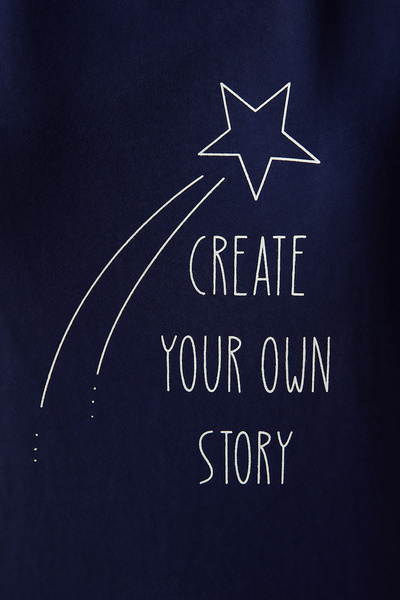 Penti Base Story Navy Blue Pajama Set with Shorts