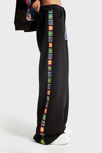 its basic Women's Black Color Ethnic Pattern Printed Loose Cut Design Trousers