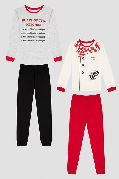 Penti Multicolored Boy's Cook Patterned 2-Piece Pajama Set
