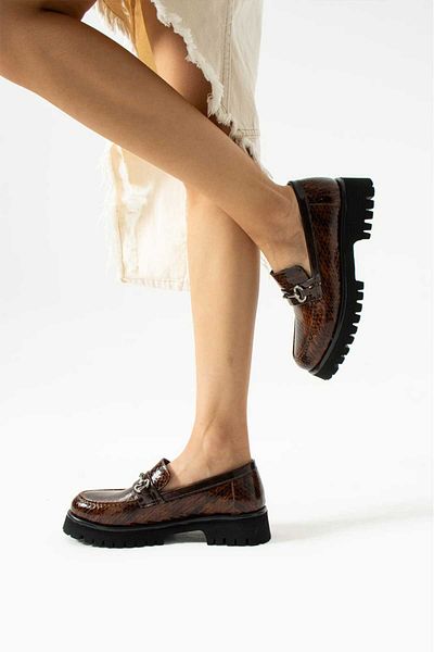 Lion shoes Genuine Brown Leather Women's Shoes