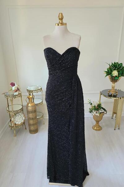 Yonca Moda Evi Siyah Boncuk İşlemeli Abiye 1895