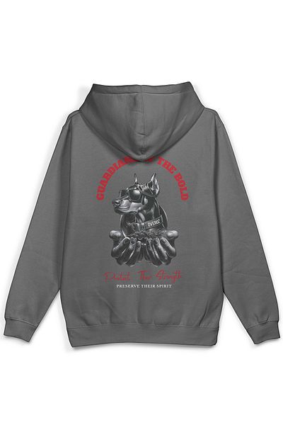 Overoz Γκρι φούτερ με κουκούλα Doberman με στάμπα πλάτης