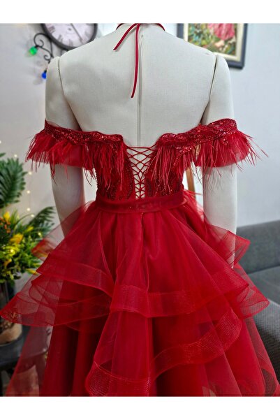 AYFER MODA Kırmızı  after  party  elbisesi