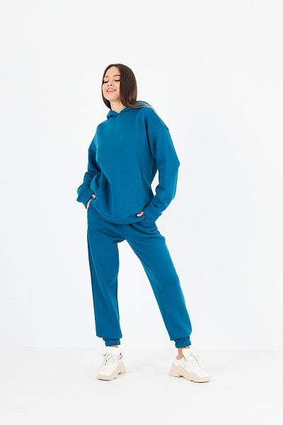 ESPİNA Γυναικεία αθλητική φόρμα oversized σκούρο μπλε με φλις