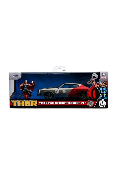 scntoys Jada Marvel Thor 1970 Chevy Chevelle SSS 1:32 Thor Aksiyon Figür + Th...